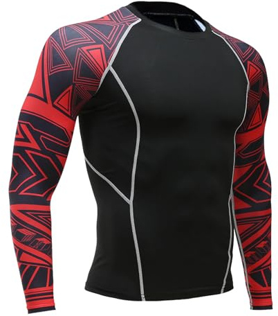 Camiseta de manga larga para hombre de estilo deportivo para exteriores, fitness, correr, ciclismo, corsé para hombre, barriga, Color rojo., L