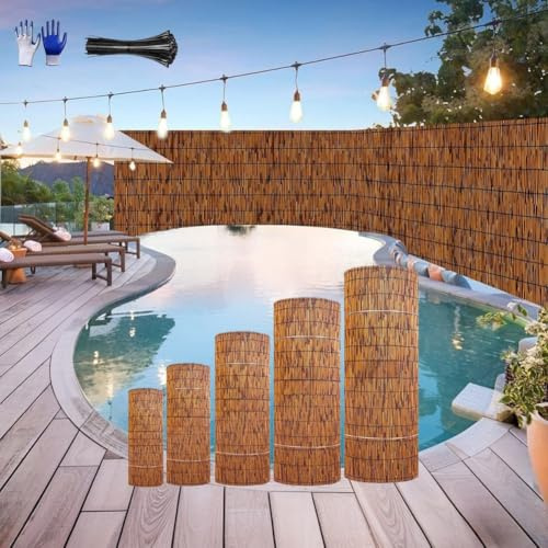 Pannelli di recinzione in bambù naturale, per protezione dal vento, da 50 cm a 120 cm, in bambù, per esterni e privacy (90 x 500 cm)