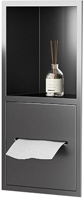 Armadietto da parete da incasso moderno in acciaio inox, impermeabile, elegante porta carta igienica e articoli da toeletta, ideale per doccia, soggiorno e hotel