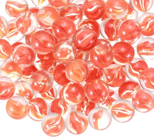 QUARKZMAN 1LB glaskulor för vaser, 0,63 tum runda kulor, fyllning bågvas inomhus, transparenta lösa pärlor för heminredning, dekorativ sten för blomsterkonst (röd)