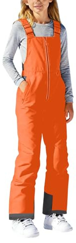 YCBMINGCAN Pantalones de esquí para niños y niñas - Pantalones de peto acolchados cálidos impermeables - Pantalones de nieve para exteriores con cremallera y tirantes ajustables para esquís