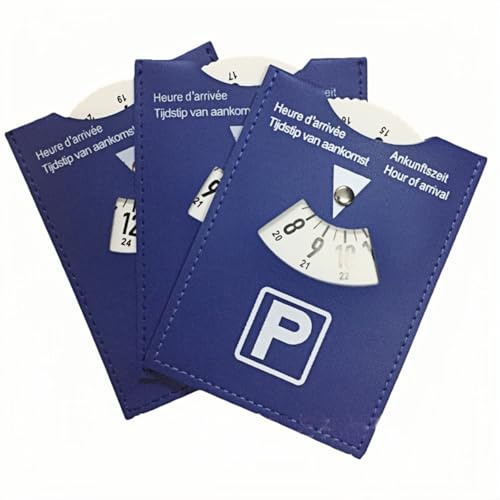 Medrialife 3 Pezzi parchimetro Disco orario Europeo, Disco parcheggio di Lusso Blu per Auto, Moto e Camper, Grande Formato 11 × 15 cm, Facile da Leggere