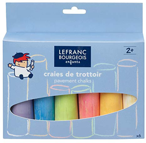Lefranc & Bourgeois 807241 Kinder Straßenkreide (Set 6 Farben Kreiden, leicht mit Wasser zu entfernen)