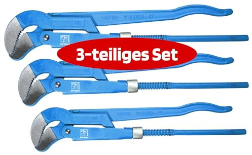 SW-Stahl 42250L Rohrzangen Satz 3-teilig I Rohrzange 1 Zoll, 1,5 Zoll und 2 Zoll I Rohrzange S Maul I Rohrzange groß I 335 mm, 420 mm und 525 mm I Rohrzangen Set Werkstatt I Rohrinstallation