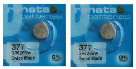 Renata Lot de 2 piles rondes 377 SR626SW 1,55 V Fabrication suisse Argenté)