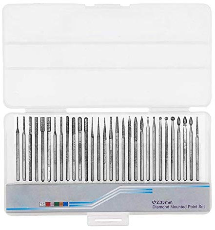 Bestgle - Juego de fresas diamantadas (30 unidades, 2,35 mm, titanio, recubierto, fresas para limas, giratorias, accesorios para herramientas de molienda giratoria, pulido, talla de piedra, joyería de