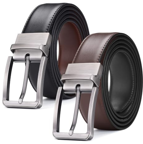 AivaToba Cinturón Hombre Cuero,Cinturón Reversible Hombre Negro y Marrón 34mm,adecuado para trajes, vaqueros, ocasiones informales y De negocios