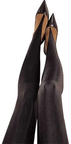 ORANDESIGNE Leggings da Donna Leggings in Maglia a Coste a Vita Alta Pantaloni di Base per Fitness Leggings Attillati Casual Invernali Slim Collant Pantaloni E Nero S