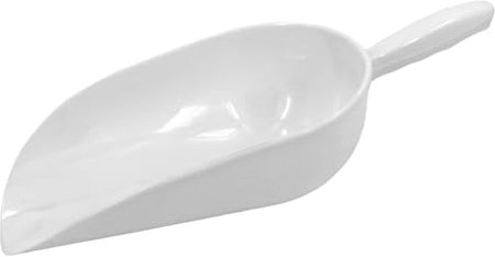 White PP Plastic Scoop - Multipurpose Measuring Scoop for Dry and Liquid Ingredients, Heavy Duty for Home, Commercial, and Industrial Use, Ice, Icecream, Flour, Sugar, Pet Food (10 oz)