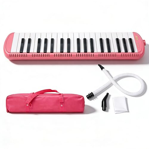 37 tangenter melodika, vindmusikinstrument i rostfritt stål lämpligt för nybörjare (rosa)