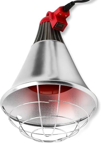 Poultry Heat Lamp with 250W Infrared Heat Bulb High/Low Switch Whelping Puppies and Chicks