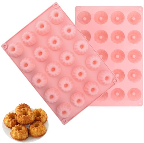 APOMOONS 2 mini stampi per gugelhupf in silicone per dolci, piccoli stampi tradizionali Paris Savarin, per muffin e cupcake, 29 x 19,5 x 2,2 cm