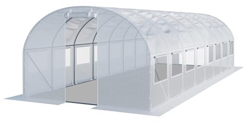 TOOLPORT Foliengewächshaus Gewächshaus 3x8m stabil & langlebig mit Fenster - reißfeste PE Plane 180g/m² weiß transparent