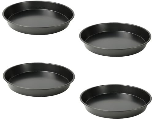 Esmula 4 Stück Pizzablech Edelstahl Rund Pizzaform Nicht Beschichtet für Backen, Pizza Backblech Ø 27.5 cm, Backblech rund antihaftbeschichtet Ungiftig & Einfach zu Reinigen