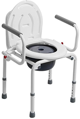 Wide Drop Arm Bedside Commode Chair, Heavy Duty Steel Frame Portable Toilets for Elderly with Adjustable Height, Bedside Commodes for Seniors, Portable Commode for Elderly, Bedside Toilet for Senior
