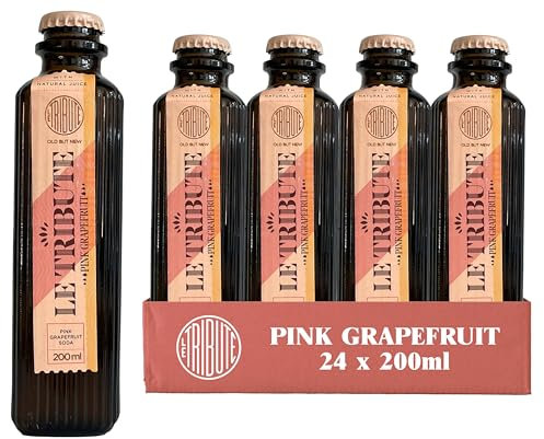 LE Tribute Pink Grapefruit Soda | Case of 24 x 200ml Bottles | Multipack | Made with Natural Grapefruit, Orange and Lemon Juice | Premium Mixer | Perfect for a Paloma Cocktail