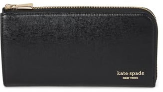 kate spade new york Women's Devin Saffiano Leather Zip Around Continental Wallet, Black, One Size