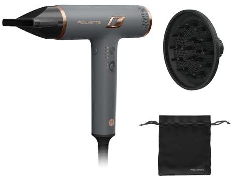 Rowenta Nano Asciugacapelli Compatto ad Alta Velocità 1700 W, Boost di Ioni Antistatici e Sensore di Temperatura per Capelli Setosi e Luminosi, Leggero, 3 Impostazioni di Velocità/Temperatura, HY8120