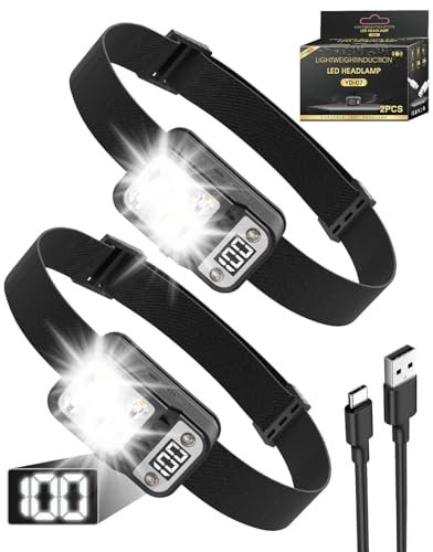 Maxesla LED Stirnlampe Wiederaufladbar mit 70° Winkeleinstellung, Rotlichtsensor, USB Aufladbar, Mini Kopflampe mit 6H+ Laufzeit, IPX4 Wasserdicht, 4 Lichtmodi, Headlamp für Joggen und Outdoor