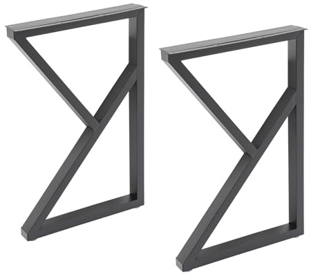 HuKaiL 2 gambe da tavolo a forma di K, in acciaio inox, struttura fino a 200 kg, gambe da tavolo con cuscinetti in plastica per tavolini, tavoli da computer, tavoli da ufficio, 45 x 5 x 75 cm