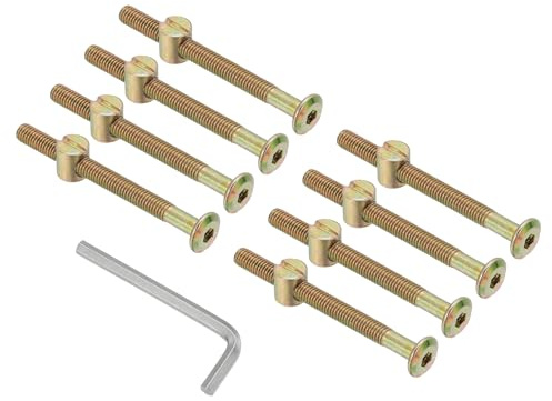 PATIKIL M6 x 70mm Bunk Bed Bolts, 8 Pack Hex Drive Socket Cap Barrel Screws Bolt Nuts Assortment Kit with 1Pcs Wrench for Furniture Bed, Zinc Color