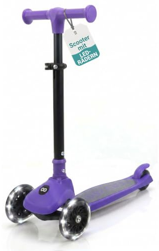 SereneLife Toddler Scooter, Adjustable Micro Scooter for Ages 2-5, Lightweight Kids 3 Wheel Design with LED Light-Up Wheels, Anti-Slip Deck & Lean-to-Steer Control, Indoor/Outdoor Use (Purple)