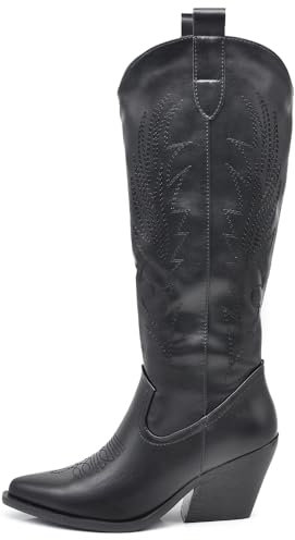 IF Fashion Stivali Cowboy Western Texani Scarpe da Donna A Punta Camperos GA021 Nero N.39