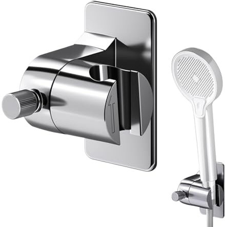 Soporte Cabezal de Ducha, Soporte Ducha Universal, Ajustable Sujeta Alcachofa Ducha, Soporte de Ducha Giratorio 360°, Fuerza Súper Adhesiva, Soporte Ducha para Accesorios de Baño