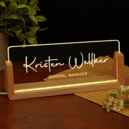 Plaque nominative personnalisée pour bureau, plaque nominative de bureau personnalisée lumineuse acrylique, cadeaux de bureau personnalisés pour chef, collègues, enseignant, employés