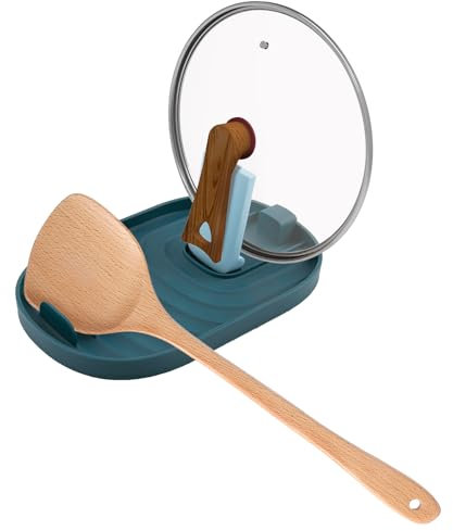 Portacucchiaio per Utensili da Cucina, Portacucchiaio da Cucina Portacucchiaio da Cucina Portacucchiaio 2 in 1 Portacucchiaio e Portacucchiaio di Legno