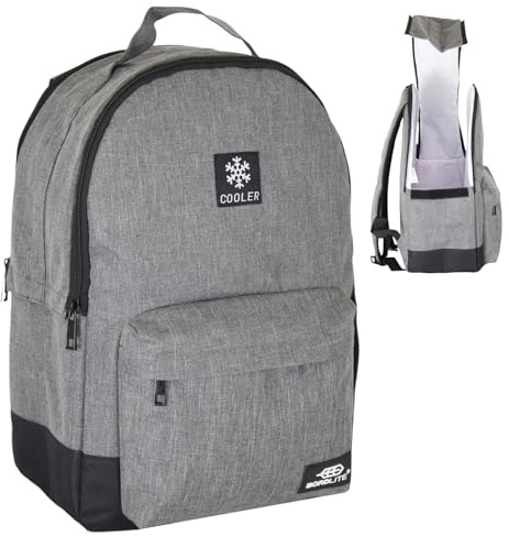 Bordlite Cooler Backpack Insulated Lunch Bag – Leakproof, Water Resistant, Large Capacity Cool Bag for Work, Travel, Picnic, Beach – Thermal Backpack with Pockets & Bottle Holder, 28x15x39cm - Grey -