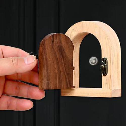Runspich Vintage Door Peephole Cover for Apartment Doors, Arched Wood Frame
