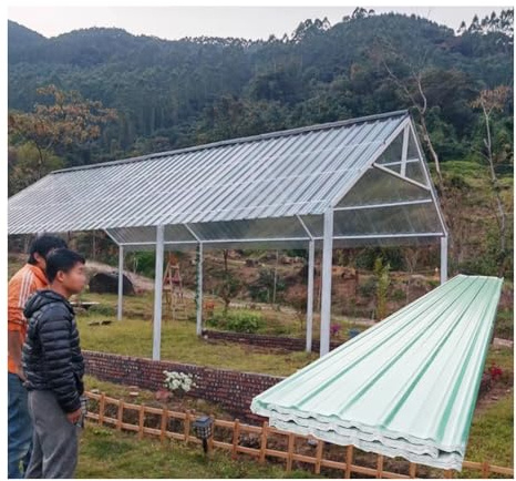 Lamiere Ondulate per Serra，Lamiere Ondulate Antipioggia Isolante，Lastra di Copertura in Fibra di Vetro，Lastra Resistente ai Raggi UV，Lamiere per Copertura Lastra di Ricambio(5pcs,0.9*1.3 m/35*51in)