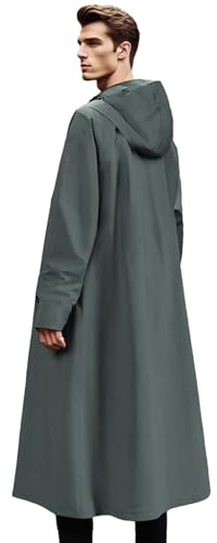 Tyinerc Poncho de pluie long, imperméable et coupe-vent | Trench-coat pliable et résistant au vent pour vélo, navette, pêche, Turquoise., M