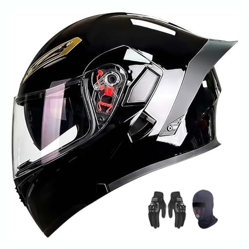 AFAGUEEUPD Integralhelm für Motorräder, modularer Motorradhelm, Klapphelm mit Antibeschlag-Doppelsonnenblende, Integralhelm für Männer und Frauen, Erwachsene C,M=57-58CM
