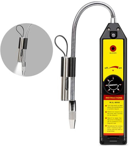 Gasdetektor, Smart läckagedetektor, freon, CFC, HFC, halogengas, köldmediumgasanalysator, luftövervakning, konditionering, R22a, R134a gasmätare för arbete, hem(With lamp)