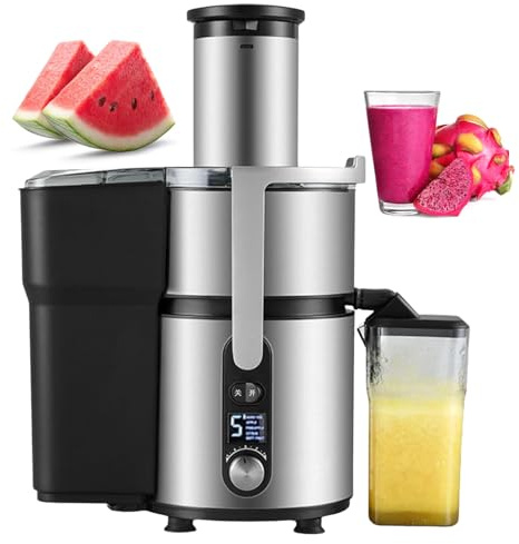 pealiritansemen Exprimidor Centrífugo - Boca De 84 mm, Motor De 1250 W para Alto Rendimiento, 5 Velocidades, Separación Efectiva De La Pulpa, para Hogar, Cafeterías, Restaurantes, Puestos Y Jugueras