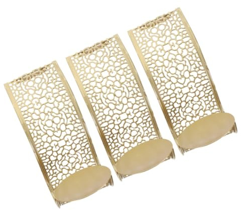 Cabilock Candelabro de Hierro Dorado 3 Piezas de Pared para Velas