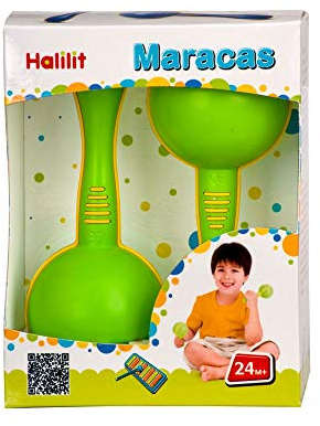 Halilit MPB369 Maracas. Brightly Coloured Rattle Shaker Traditional Musical Instruments with Textured Grip for Infants and Toddlers. 2+ (colours vary)