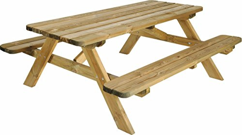 Jardipolys Table de Pique-Nique en Bois 6 Personnes Robuste