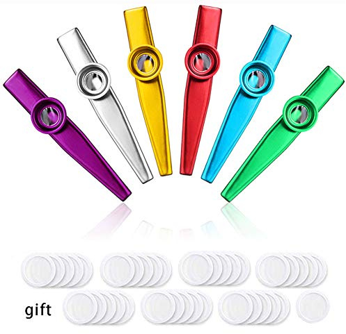 Vidillo 6 Kazoo Instrument Set with 36 Kazoo Flute Diaphragms, Aluminum Alloy Body, Perfect for Guitar, Ukulele, Violin