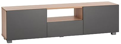 MyosHome - Meuble TV Salon, Table pour TV Couleur Chêne et Gris 140 x 30 x 38 cm. Hera