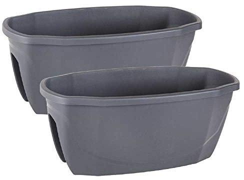 Serinova Jardinera Barandilla Balcón, 58x29x24 cm, Set 2 Unidades, 15,5 litros, Maceta Colgar (Antracita)