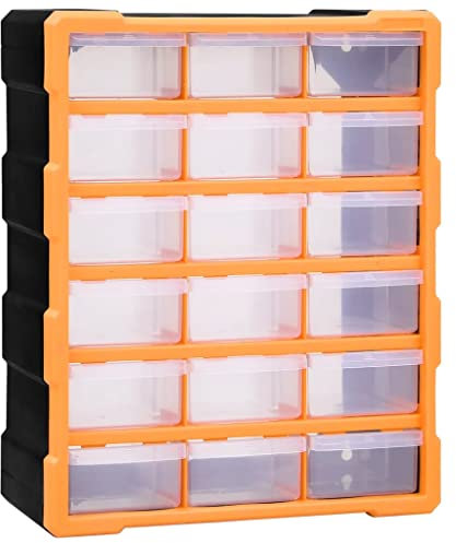 vidaXL Multi Schubladen Organizer 18 Schubladen Kleinteilemagazin Sortierkasten Sortimentskasten Sortierbox Sortimentsbox 38x16x47cm