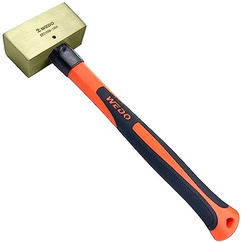 WEDO Brass Sledge Hammer 1lb, Double Face Brass Hammer with Fiberglass Handle,Strike Drilling Hammer, Club hammer, Crack Hammer, Brass Hammer, Die-Forged, Corrosion Resistant, 12 Length