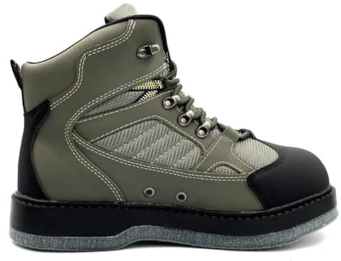 lurewilder Pro Fishing Watstiefel für Herren mit Filzboden, Watstiefel zum Fliegenfischen, starke Griffe, rostfreie Ösen, Größe 42