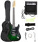 SPORTNOW Kit Chitarra Elettrica con Amplificatore 15W, Borsa, Tracolla, Accordatore Digitale e Plettri, Colore Nero