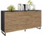 Mirjan24 Kommode Tranai 3D mit 3 Türen, gefräster Front, B:150 x H:76 x T:40 cm, Highboard, Anrichte, Sideboard, Mehrzweckschrank, Wohnzimmerschrank (Schwarz Graphit/Eiche Wotan)