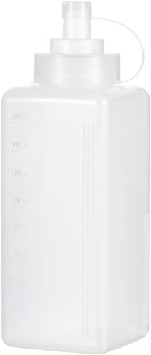 Uceoo Bottiglia da spremere per condimenti, a bocca larga, 800 ml, trasparente, con tappo per salse grosse, resina, artigianato, uso alimentare, forma quadrata