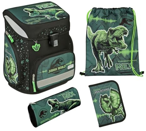 Scooli, JUSP8255, EasyFit Schulranzen Set, 5tlg.-Jurassic World, Niños